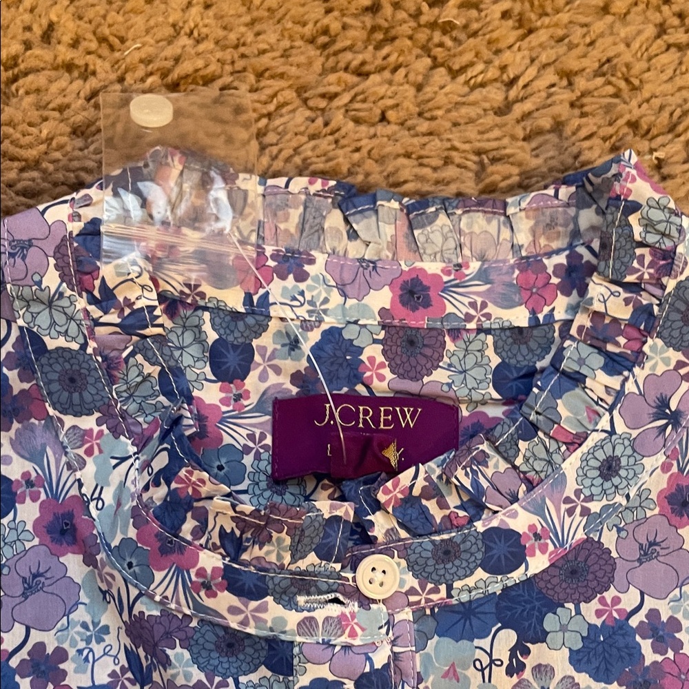 J. Crew Liberty of London Purple & Blue Floral Short-Sleeve Button-Down Top - Picture 5 of 10